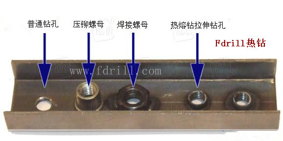 Fdrill熱熔鉆拉伸鉆孔與普通鉆孔、鉚接螺母、焊接螺母工藝的對(duì)比